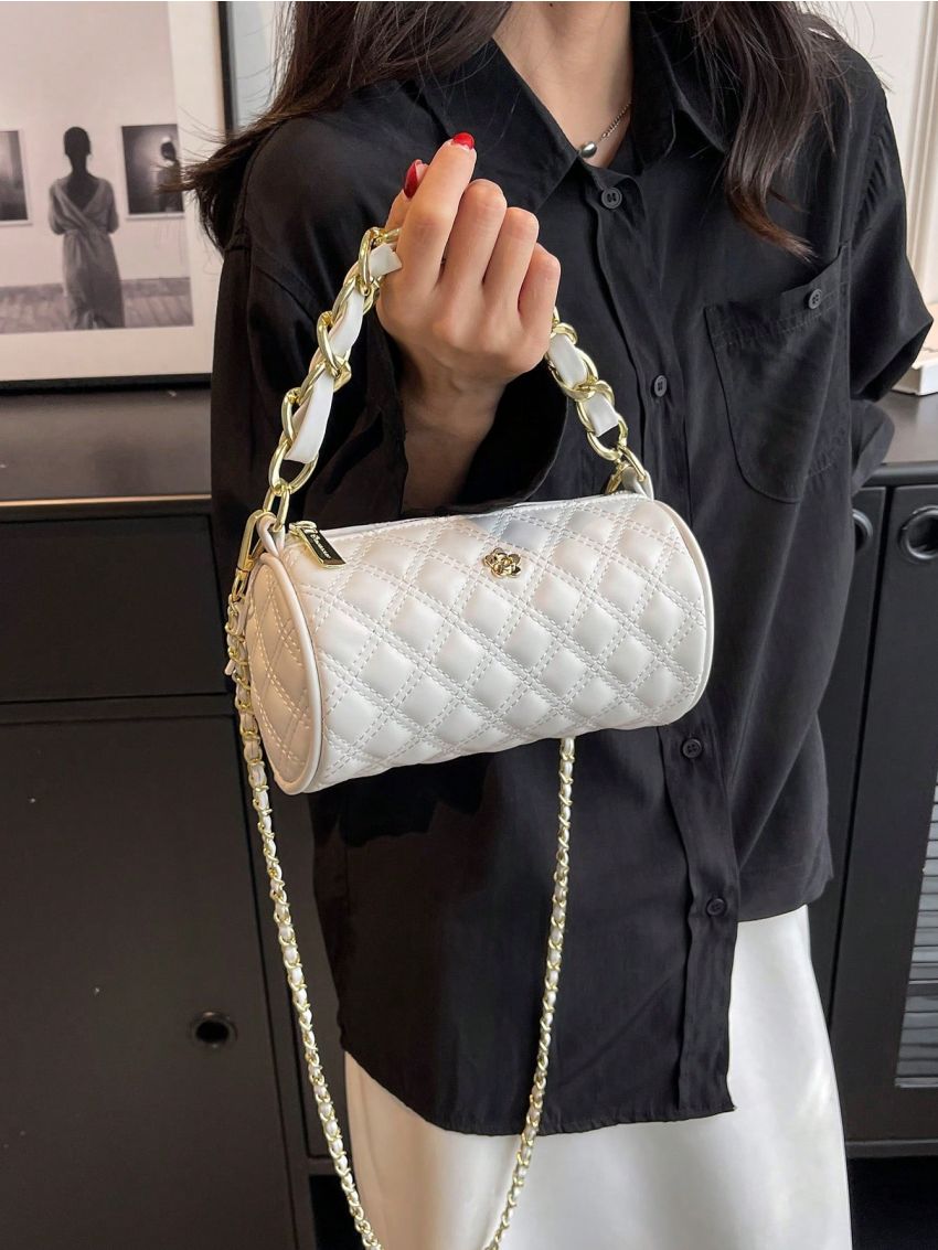 Quilted Bucket Bag Mini Chain Strap