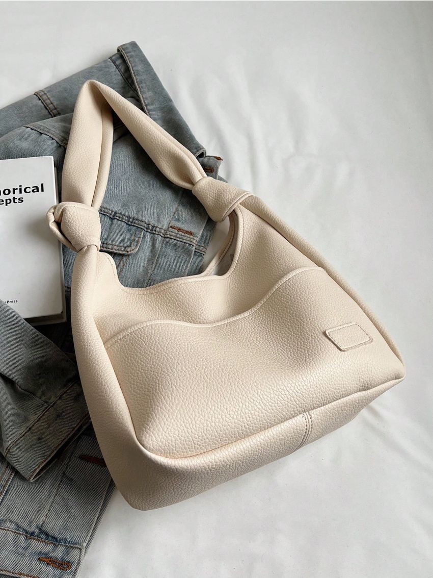 Patch Decor Hobo Bag Minimalist Snap Button