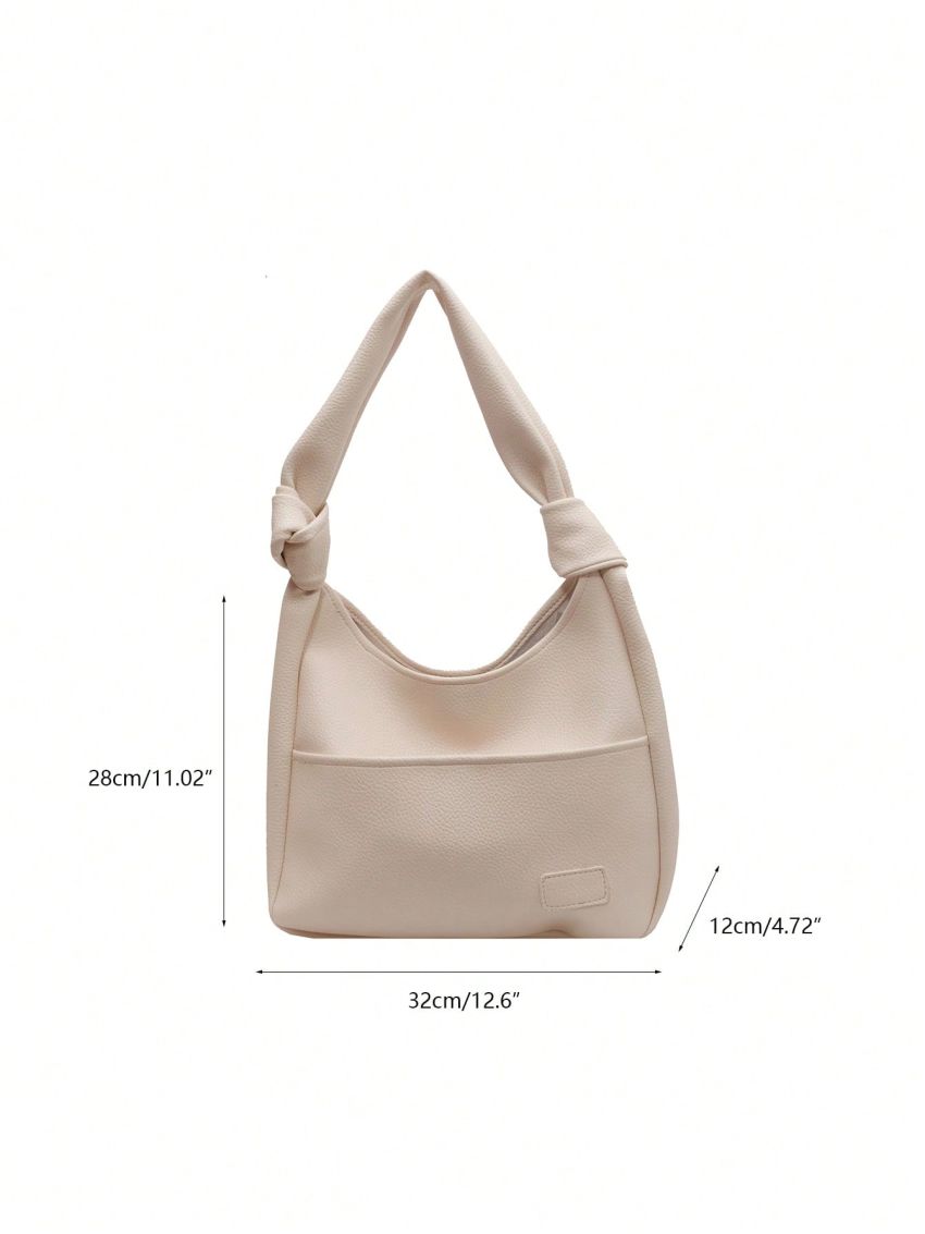 Patch Decor Hobo Bag Minimalist Snap Button