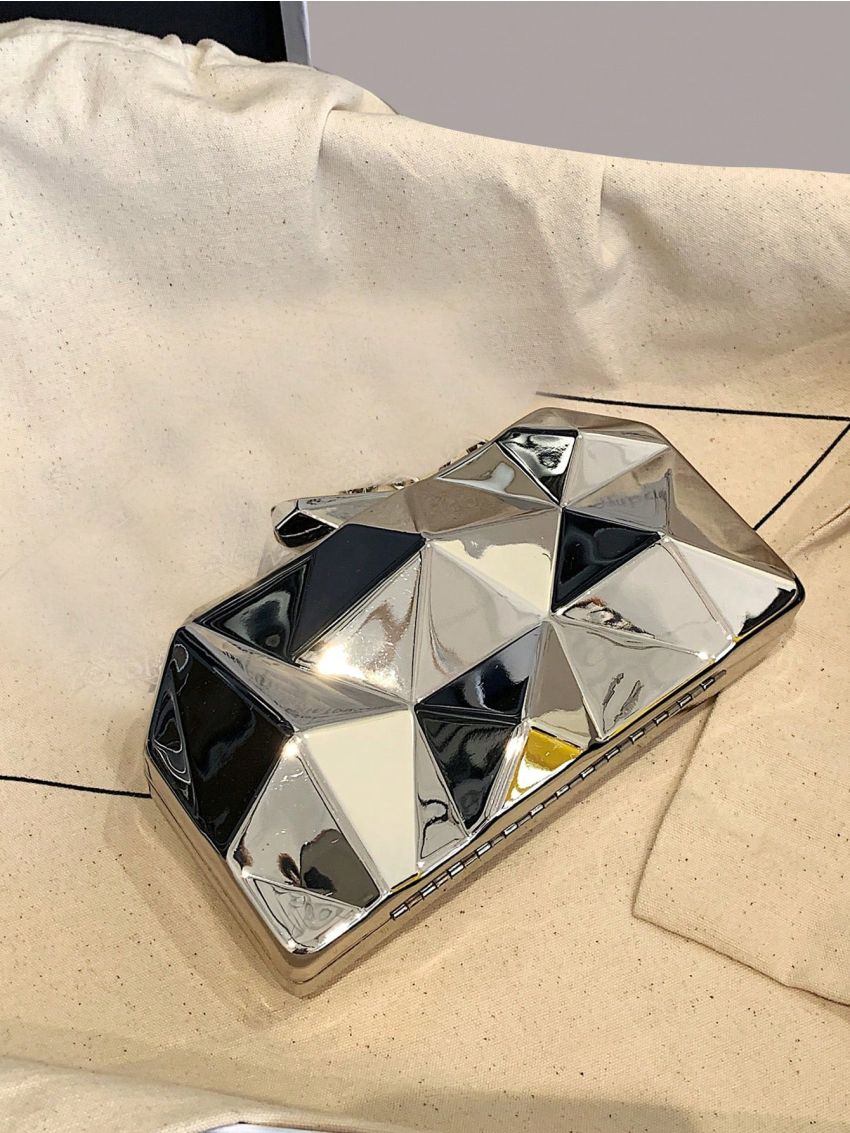 Minimalist Box Bag Mini Clip Top Funky, Clear Bag