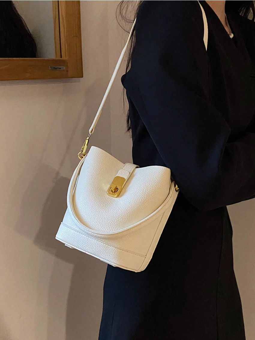 Minimalist Bucket Bag Mini Twist Lock Top Handle
