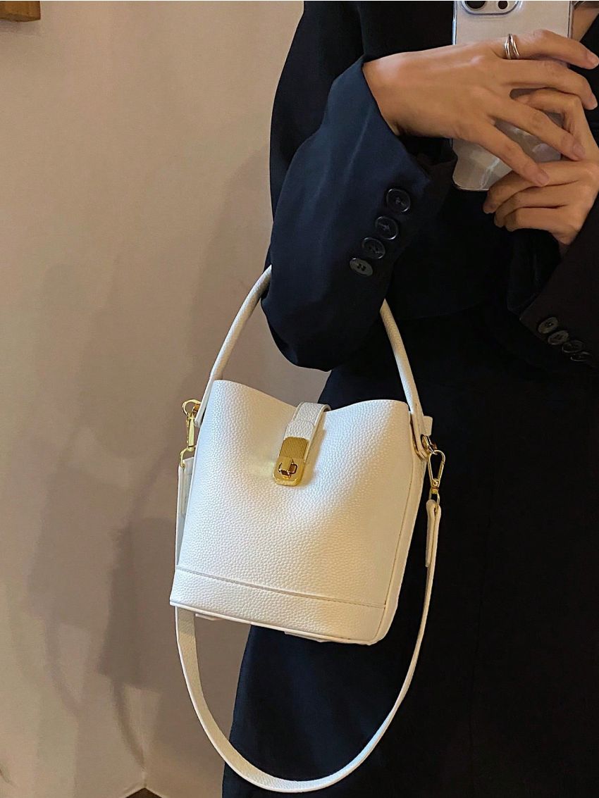 Minimalist Bucket Bag Mini Twist Lock Top Handle