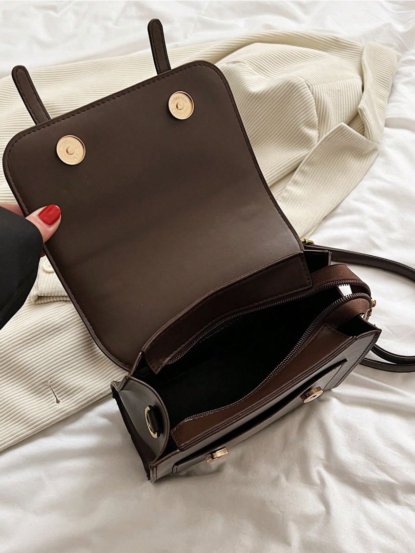 Mini Flap Backpack Metal Decor Preppy