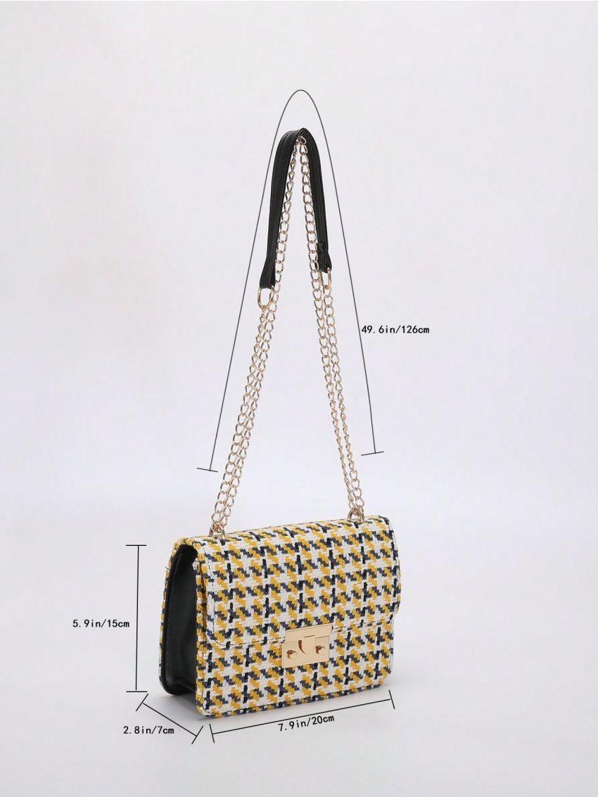 Houndstooth Square Bag Flap Mini
