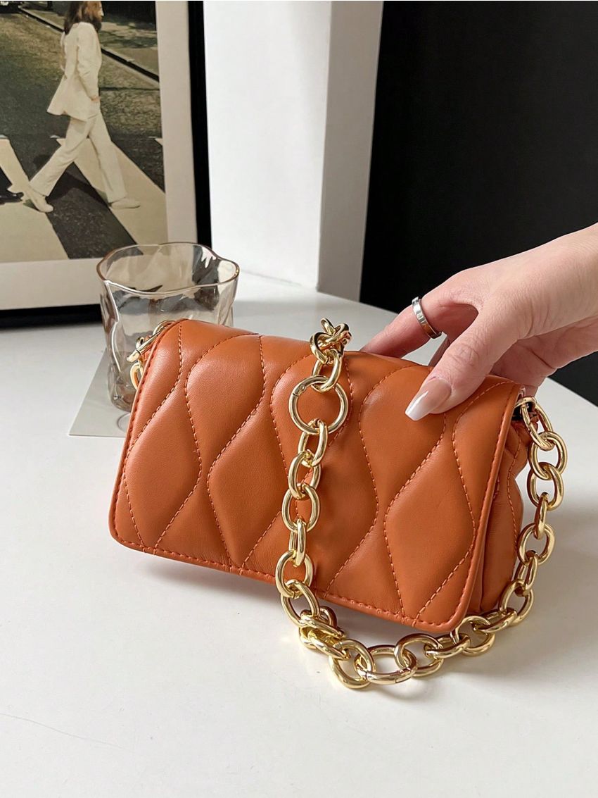 Quilted Square Bag Mini Flap Chain Strap
