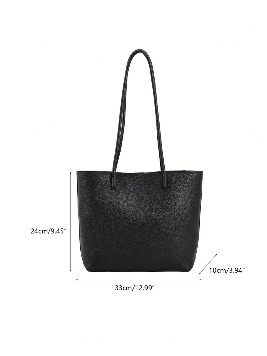 Minimalist Shoulder Tote Bag Double Handle Small With Inner Pouch
