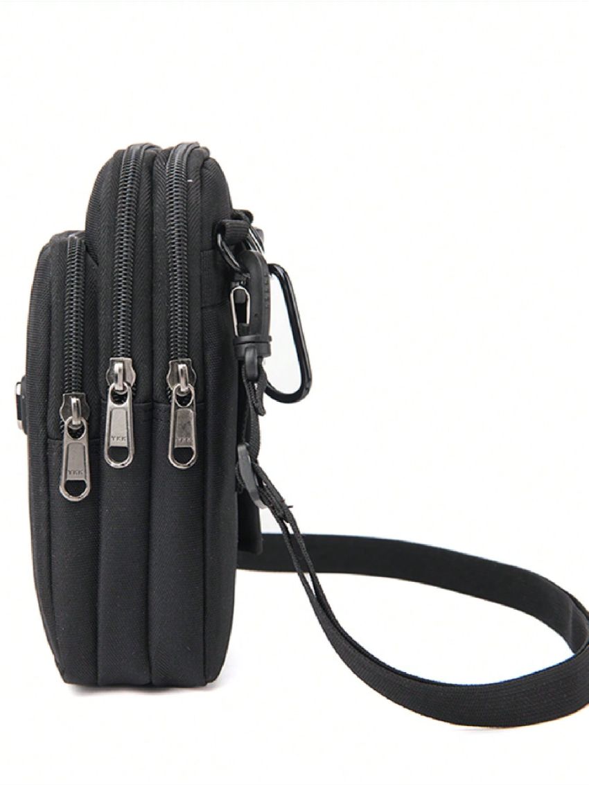 Letter Patch Decor Phone Wallet Zipper Black