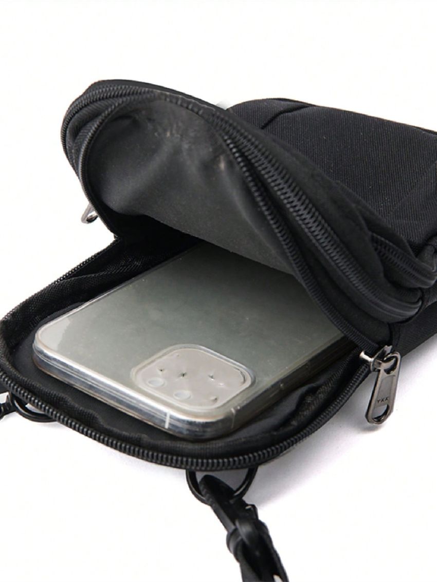 Letter Patch Decor Phone Wallet Zipper Black