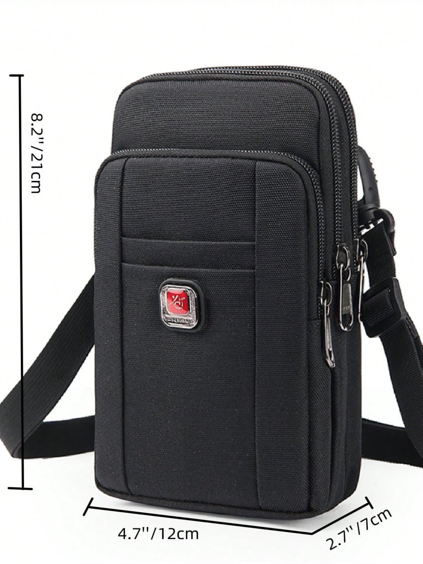 Letter Patch Decor Phone Wallet Zipper Black