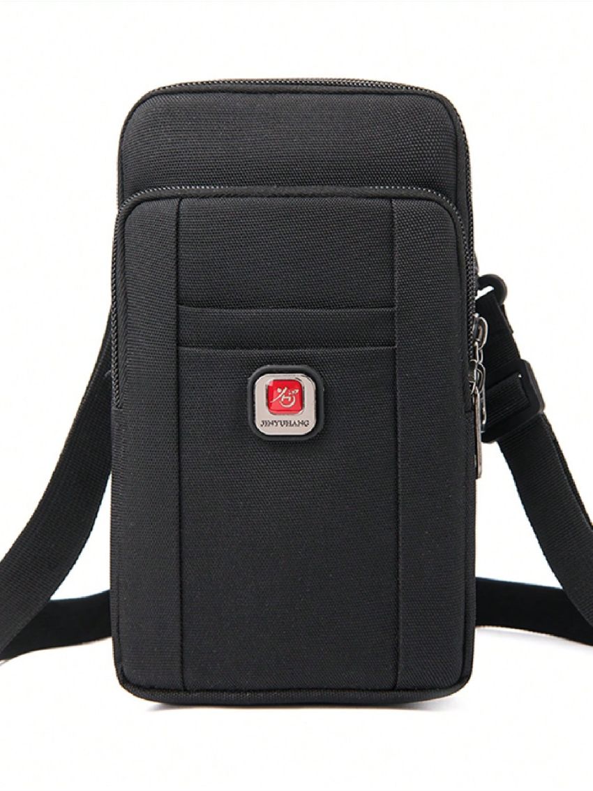 Letter Patch Decor Phone Wallet Zipper Black