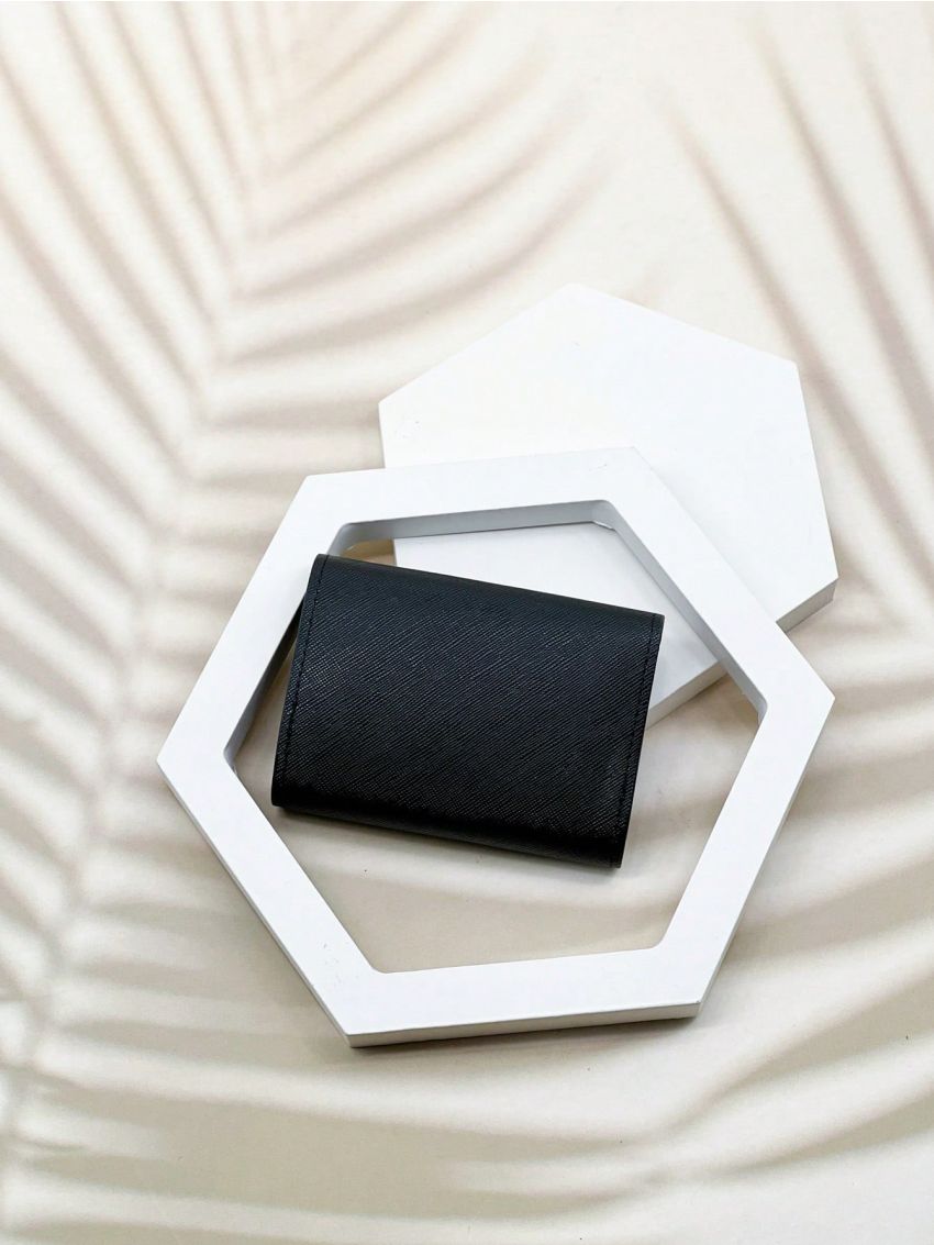 Minimalist Card Holder Snap Button Black