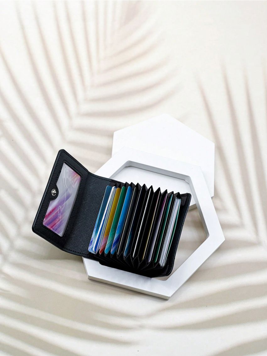 Minimalist Card Holder Snap Button Black