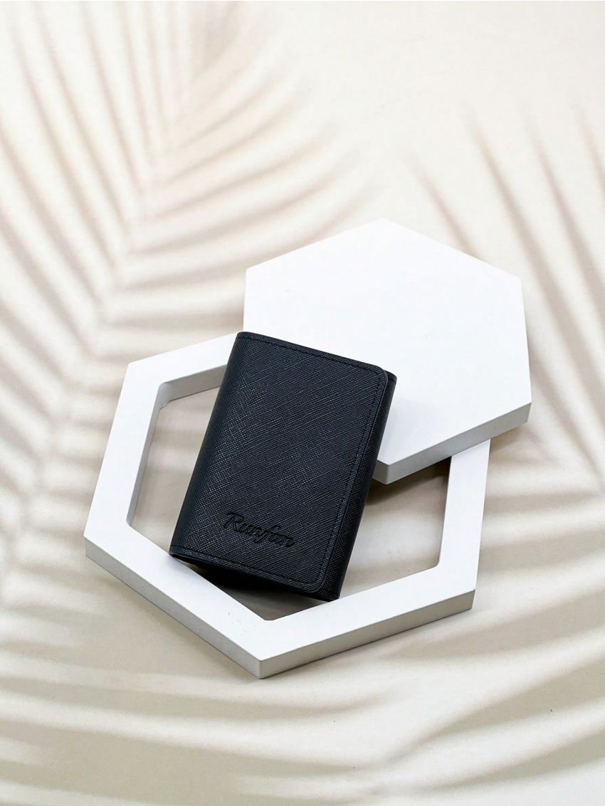 Minimalist Card Holder Snap Button Black