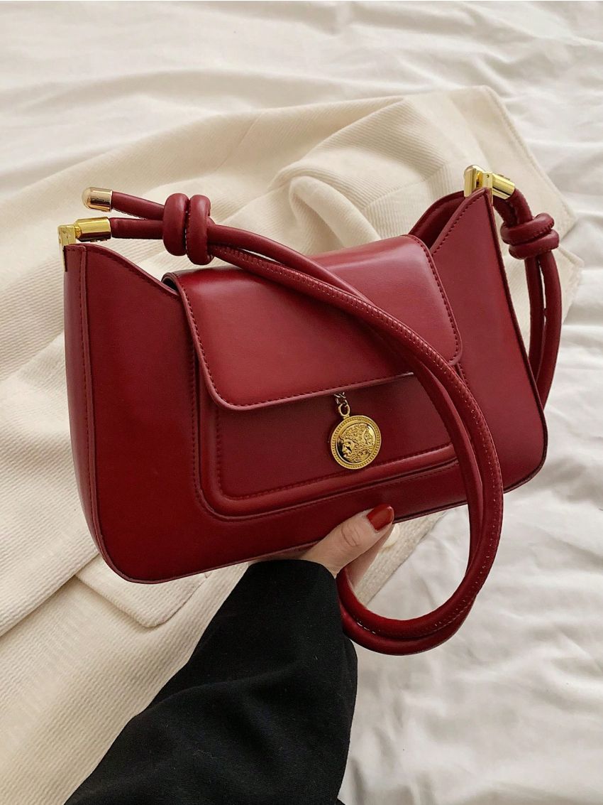 Metal Decor Hobo Bag Medium Flap