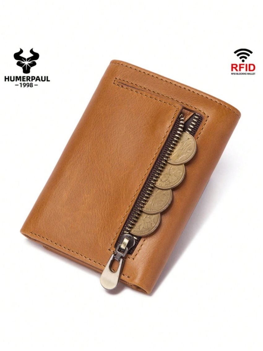 Slim Wallet For Men RFID Original Genuine Leather Trifold Card Holder Small Luxury Male Clutch