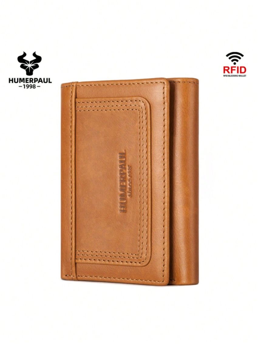 Slim Wallet For Men RFID Original Genuine Leather Trifold Card Holder Small Luxury Male Clutch