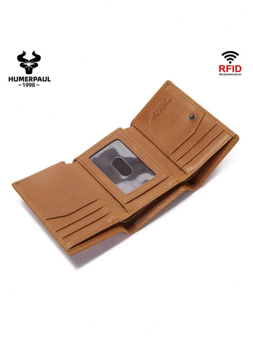 Slim Wallet For Men RFID Original Genuine Leather Trifold Card Holder Small Luxury Male Clutch