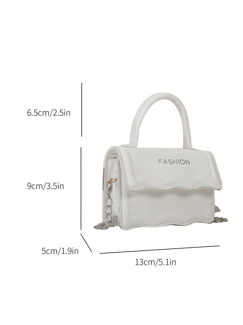 Mini Novelty Bag Letter Print Scallop Chain Decor