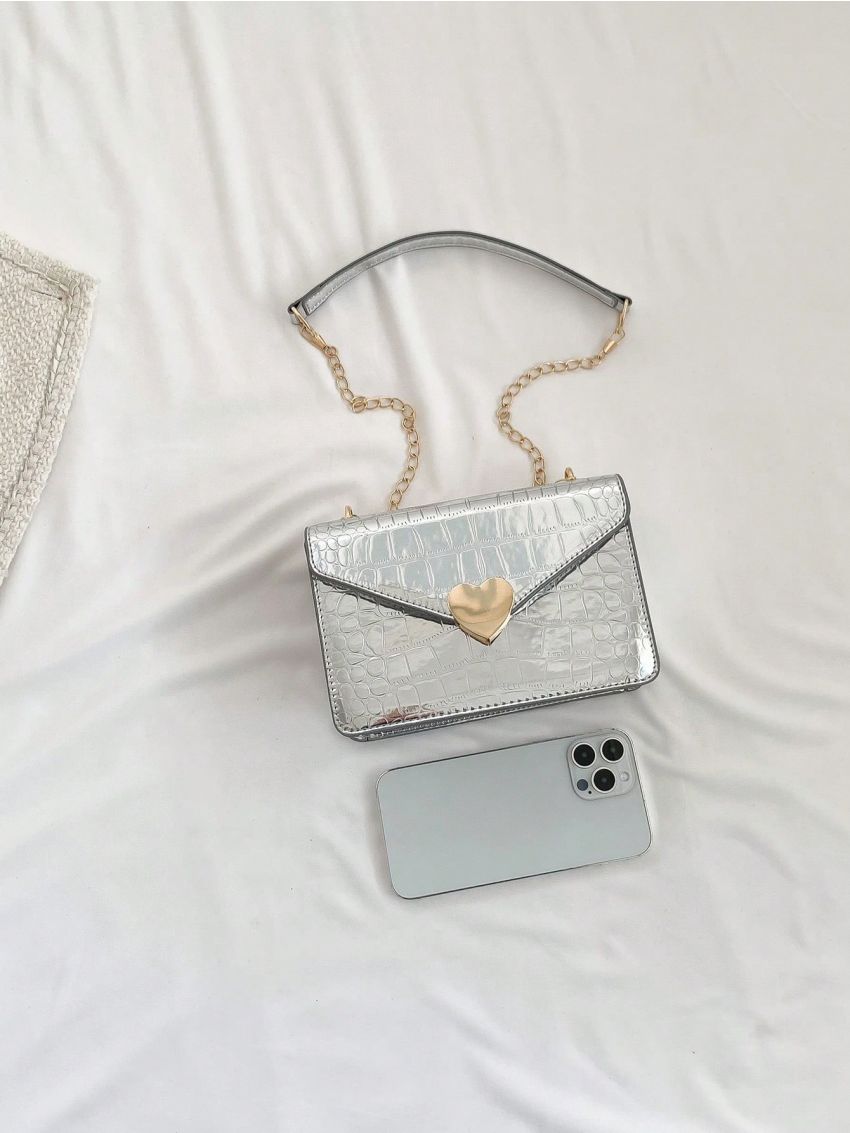 Crocodile Embossed Square Bag Mini Flap Funky