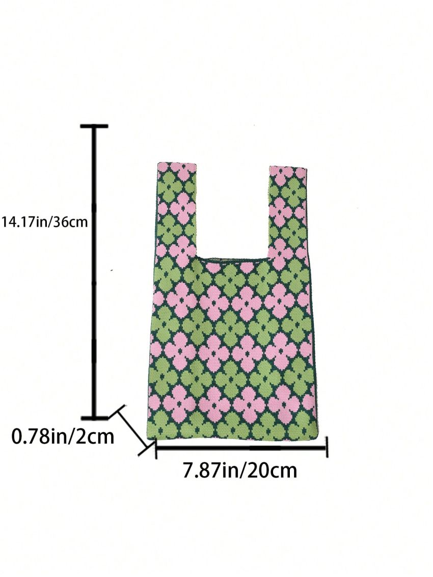 Mini Crochet Bag Colorblock Flower Pattern For Vacation