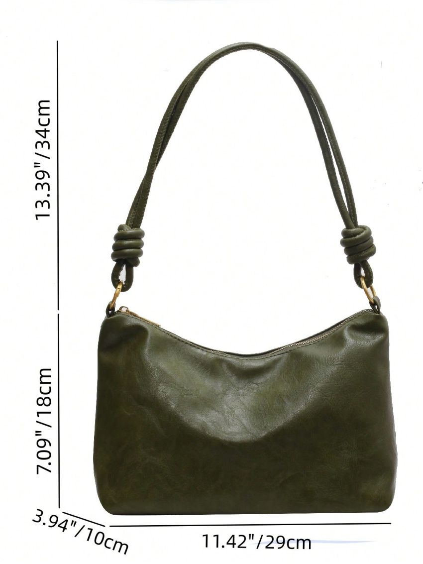 Medium Hobo Bag Dark Green Minimalist Top Handle For Daily
