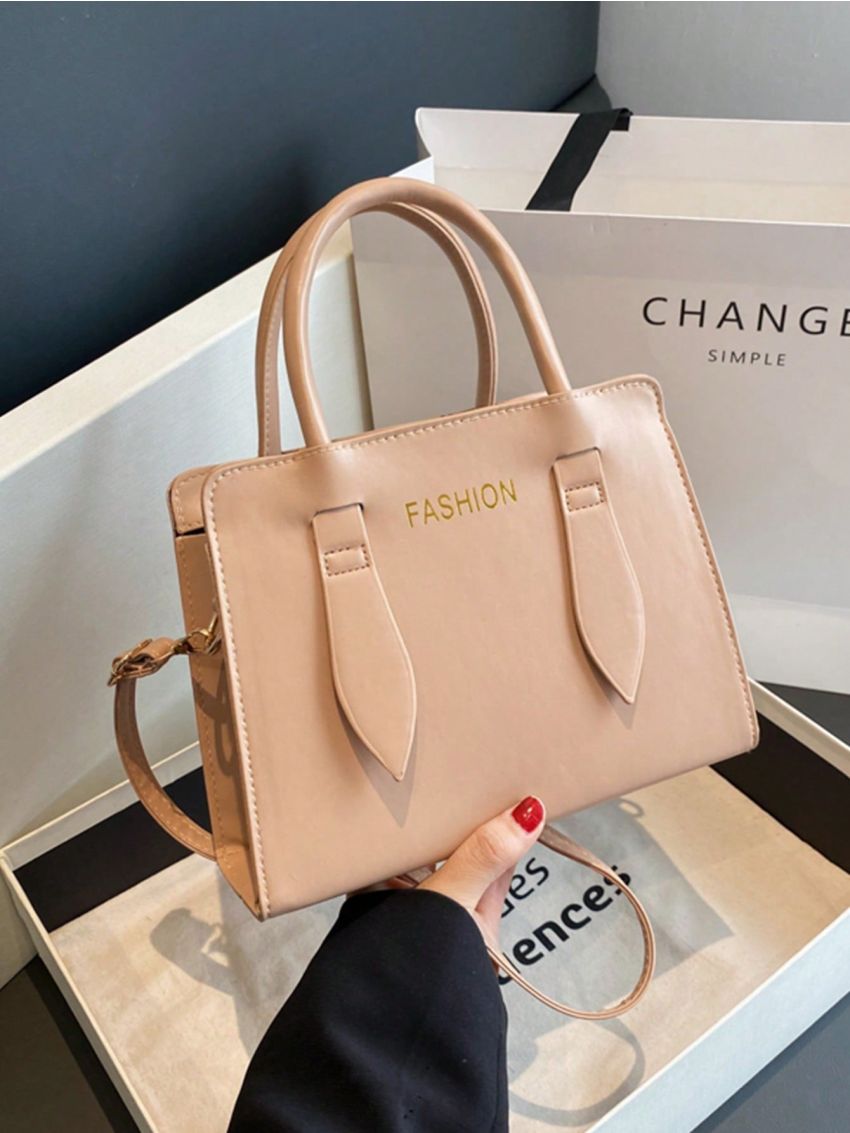 Small Square Bag Apricot Double Handle For Daily