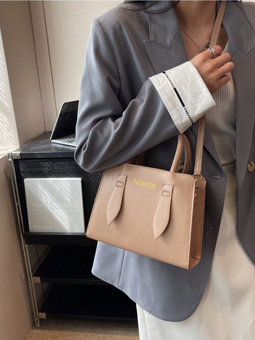 Small Square Bag Apricot Double Handle For Daily