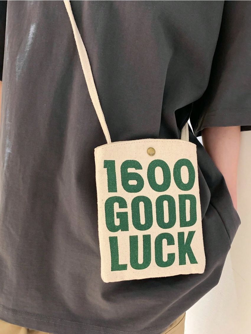 New Mini Letter Pattern Canvas Bag Mobile Phone Bag Diagonal Shoulder Bag