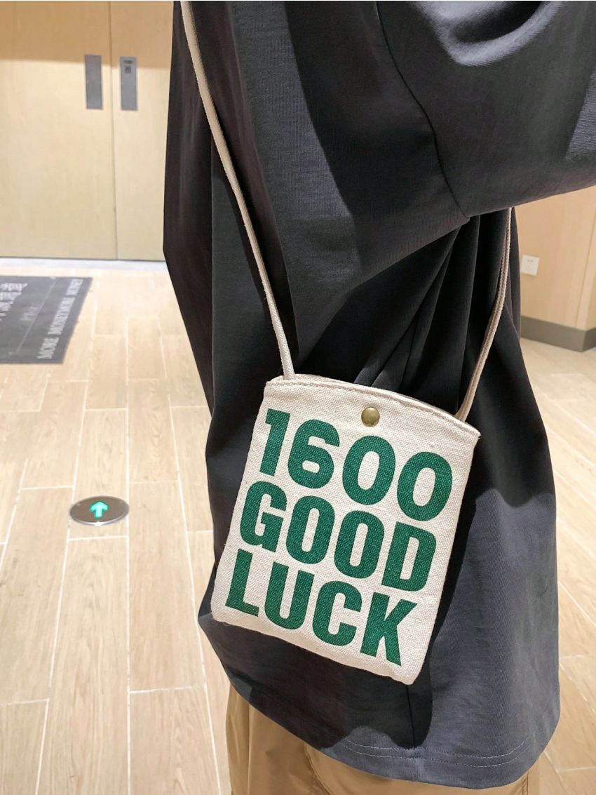 New Mini Letter Pattern Canvas Bag Mobile Phone Bag Diagonal Shoulder Bag