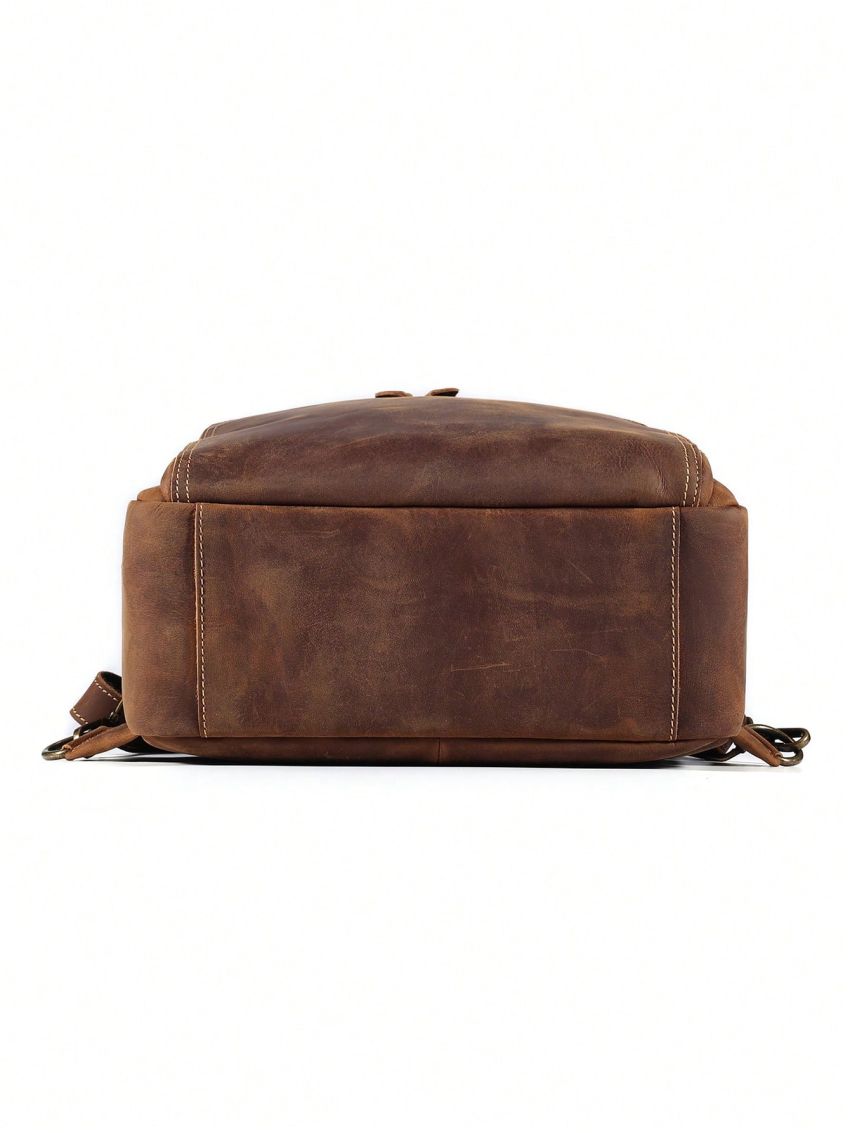 Vintage Genuine Leather Backpack For Men 15.6 Inch Laptop Camping Bag Large Capacity School Business Daypack