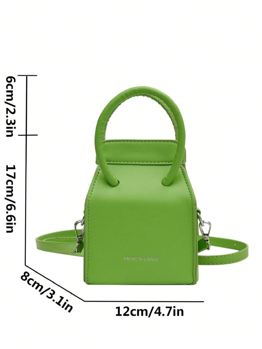 Mini Square Bag Letter Detail PU Green