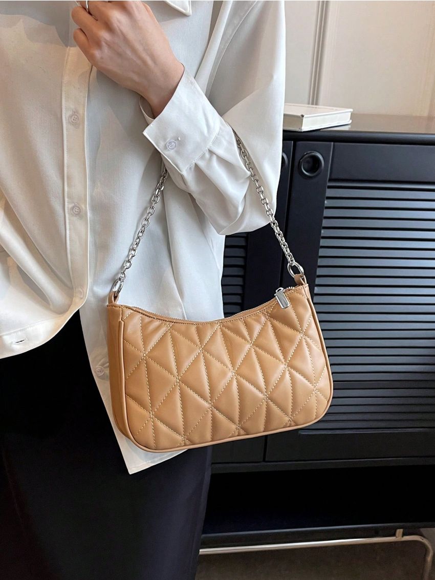 Quilted Hobo Bag Chain PU