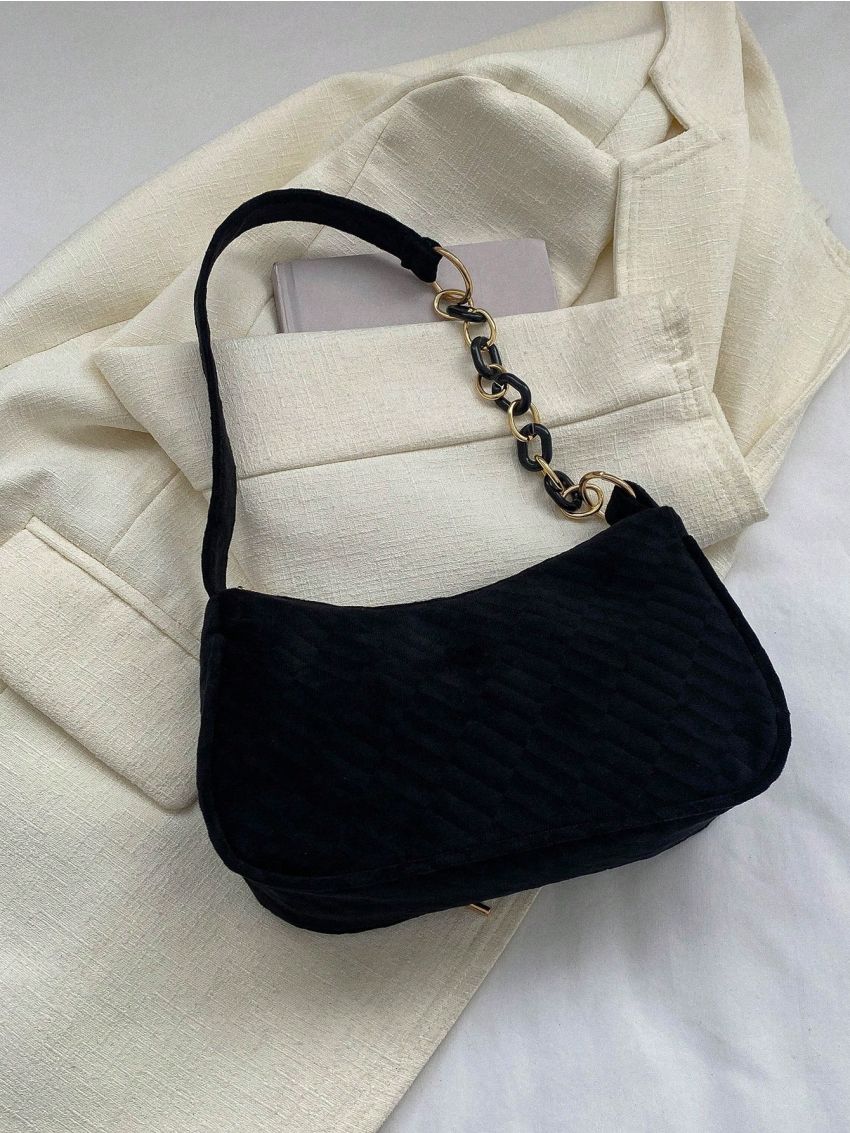 Small Hobo Bag Black Zipper Chain