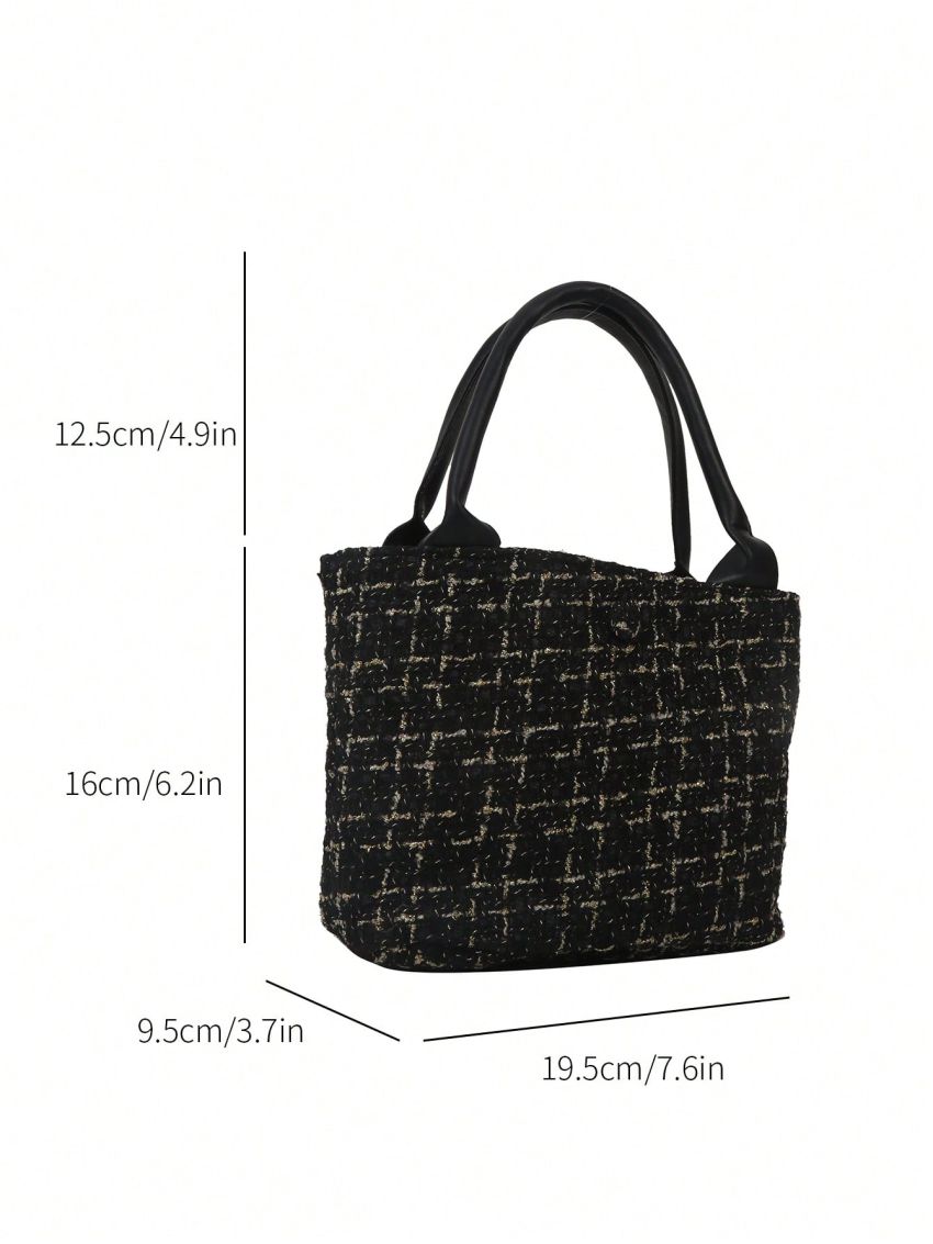 Plaid Pattern Square Bag Mini Double Handle