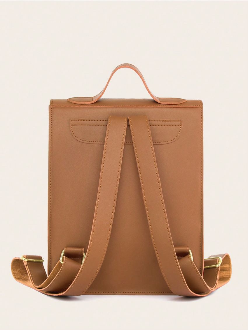 Medium Flap Backpack Buckle Decor