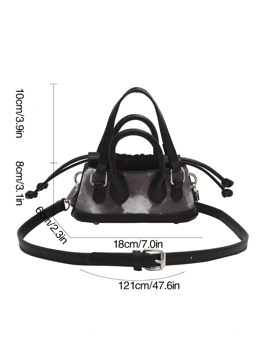 Mini Novelty Bag Drawstring Design Embossed Detail Colorblock