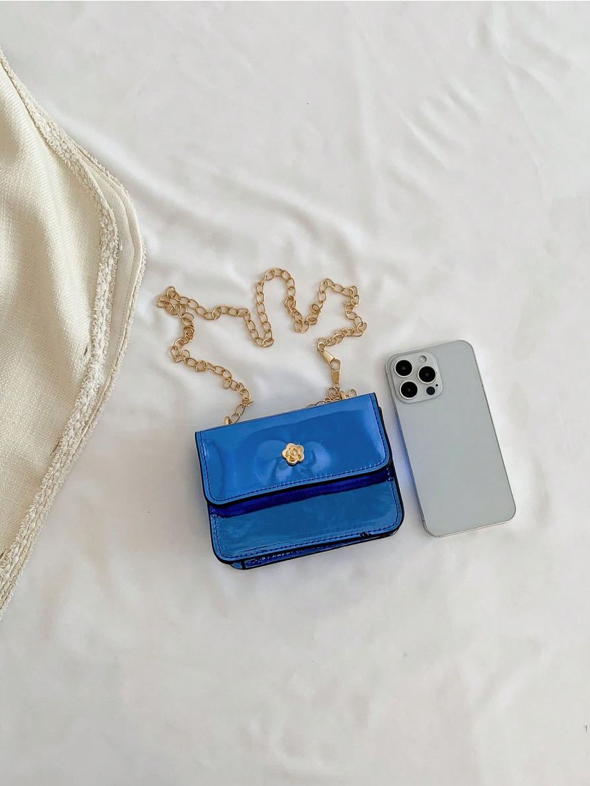 Mini Flap Square Bag Metallic Funky Chain Strap