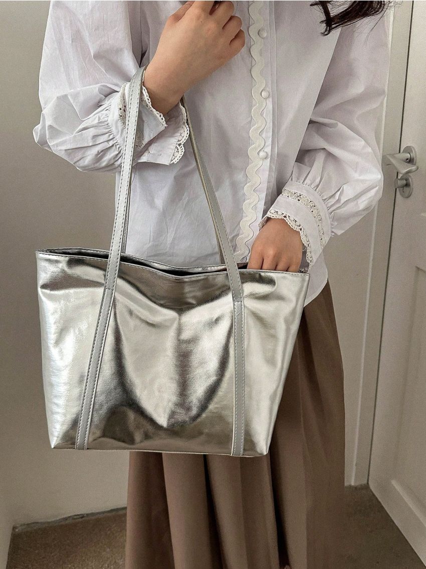 Small Shoulder Tote Bag Metallic Funky