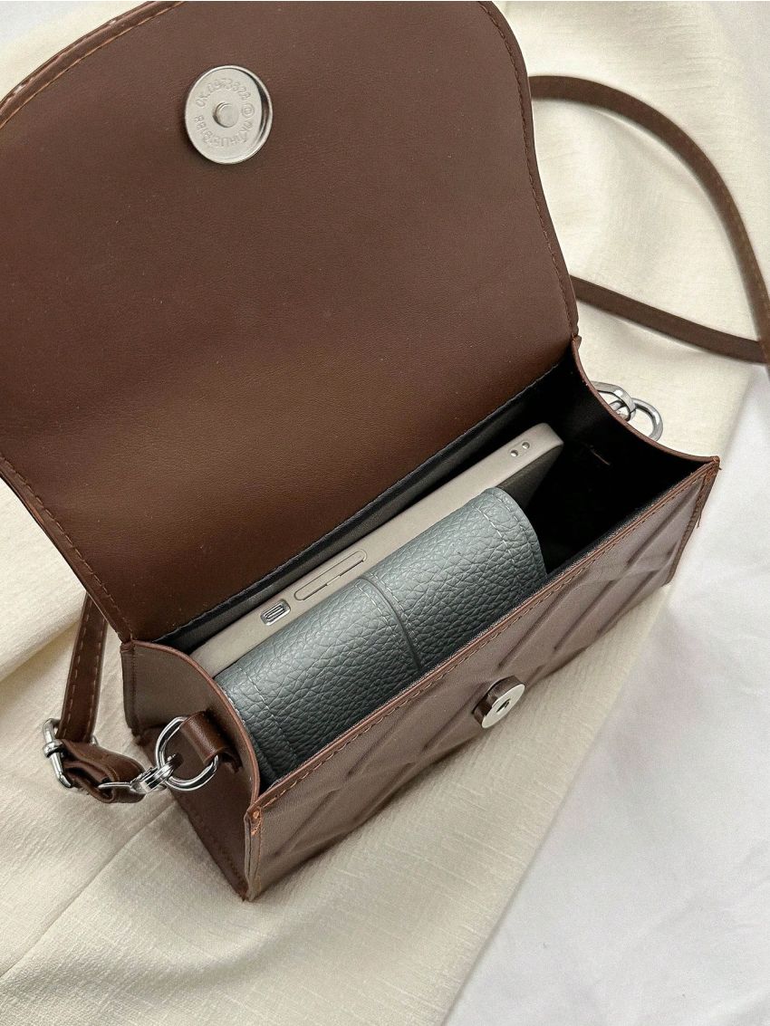 Mini Flap Square Bag Embossed Detail Minimalist