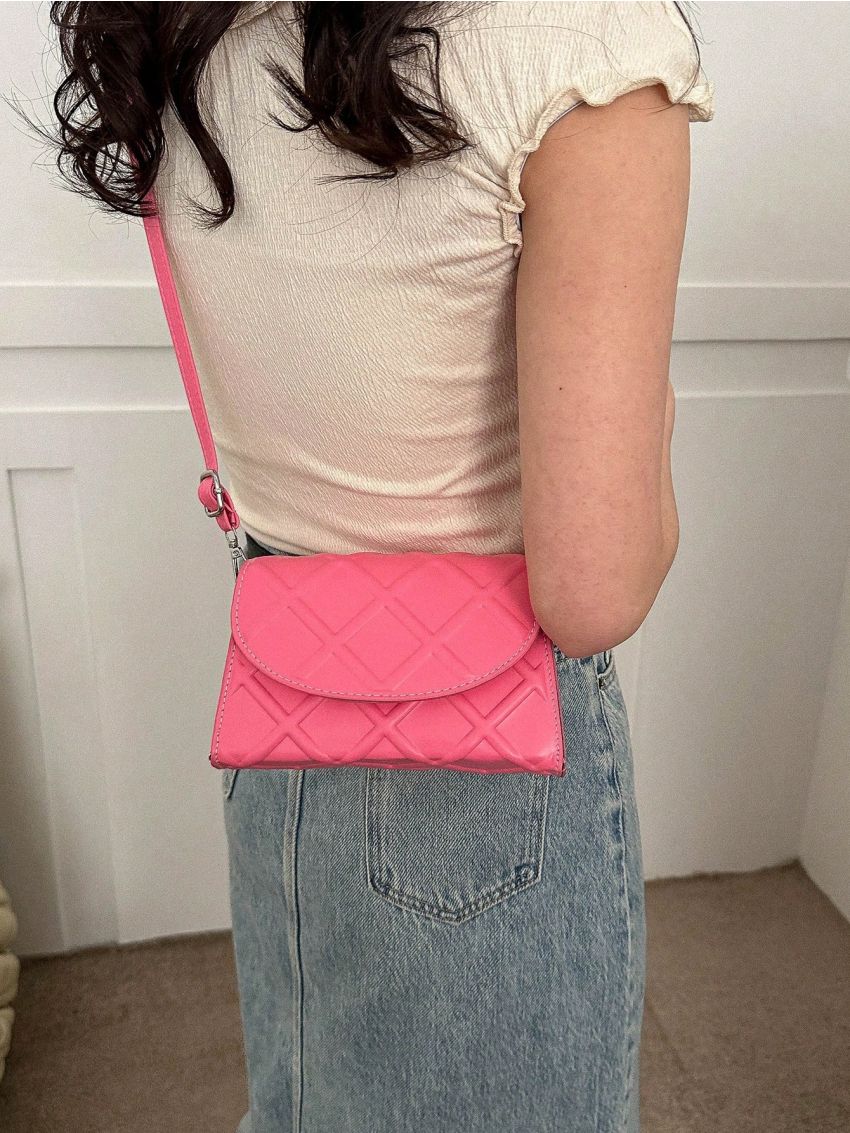 Mini Flap Square Bag Embossed Detail Minimalist