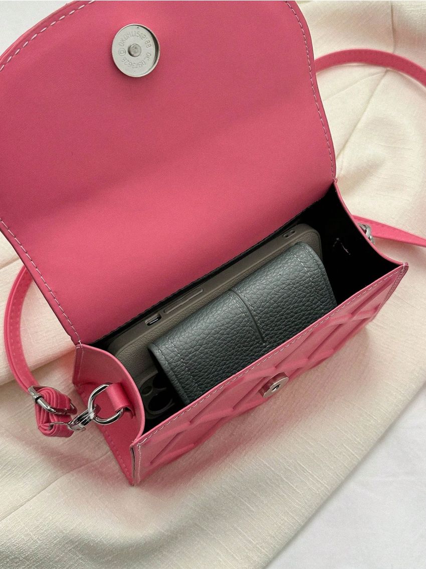 Mini Flap Square Bag Embossed Detail Minimalist