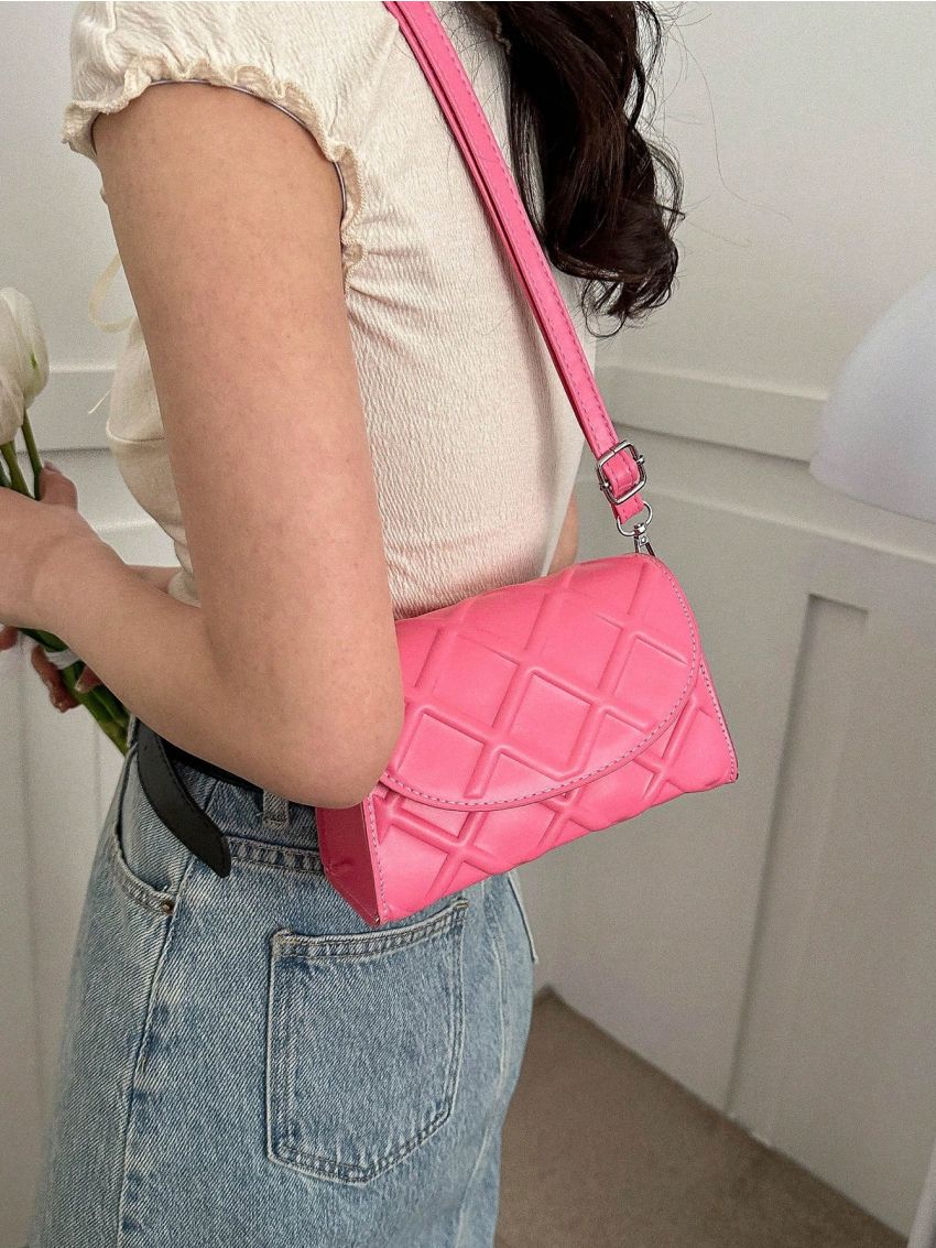 Mini Flap Square Bag Embossed Detail Minimalist