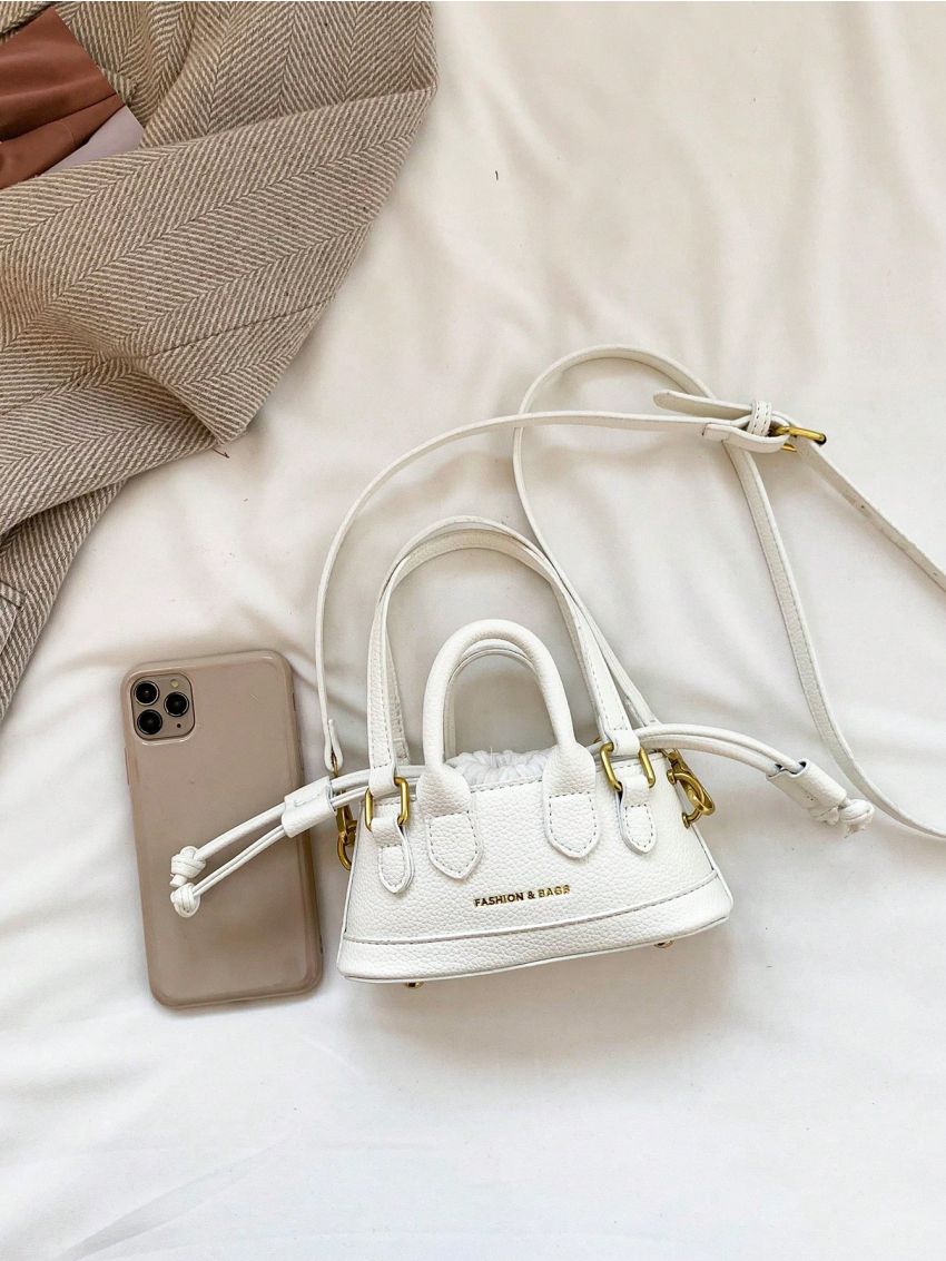 Mini Bucket Bag Letter Detail Double Handle