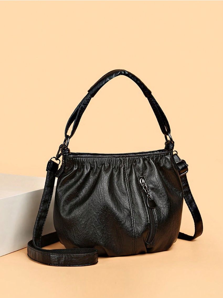 Minimalist Ruched Bag Mini Black