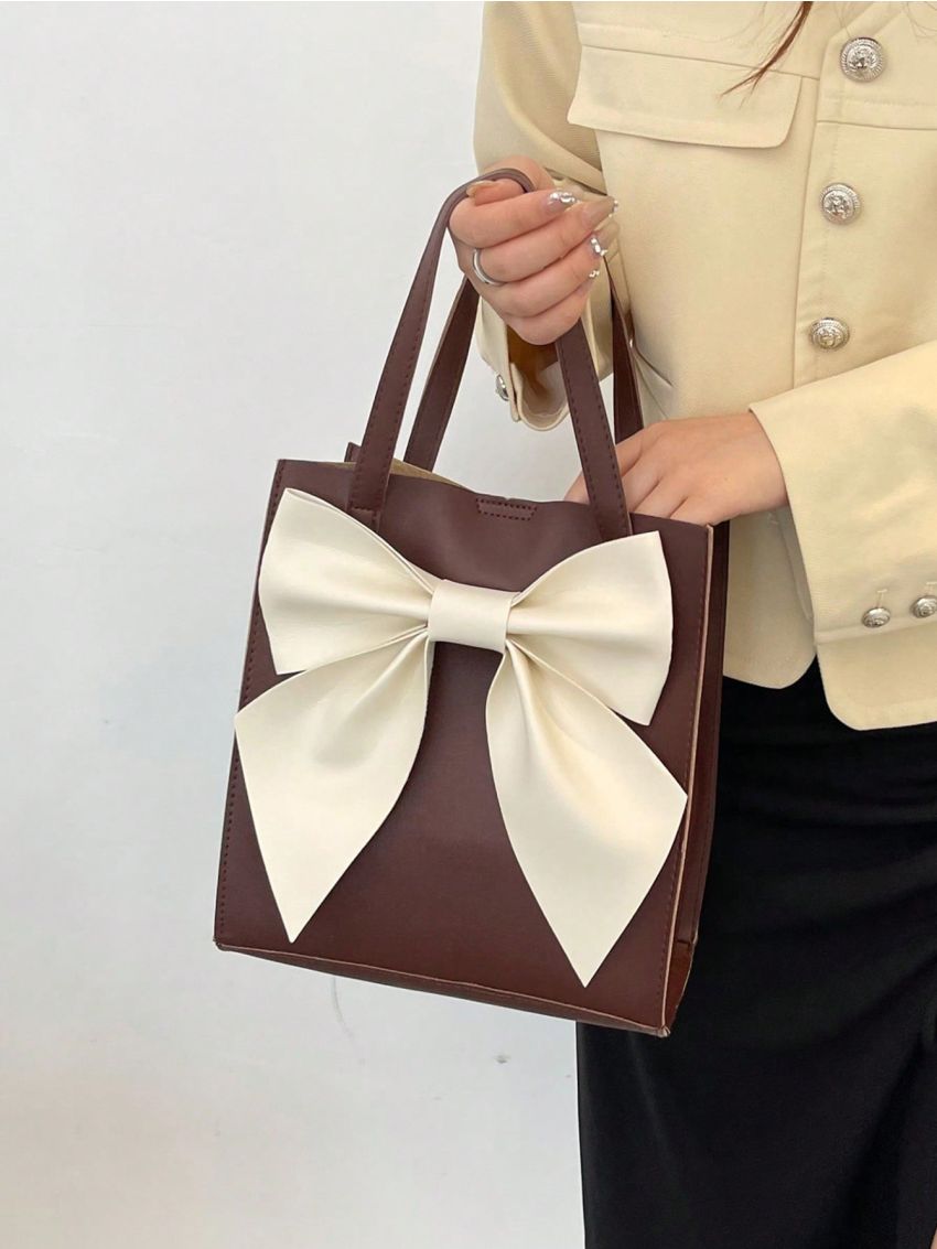 Minimalist Square Bag Bow Decor Small