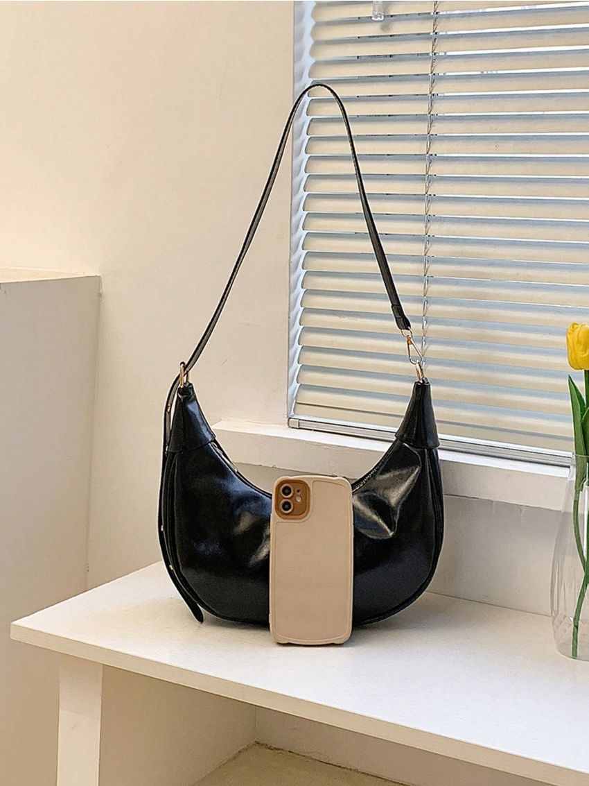 Minimalist Hobo Bag With Bag Charm Small