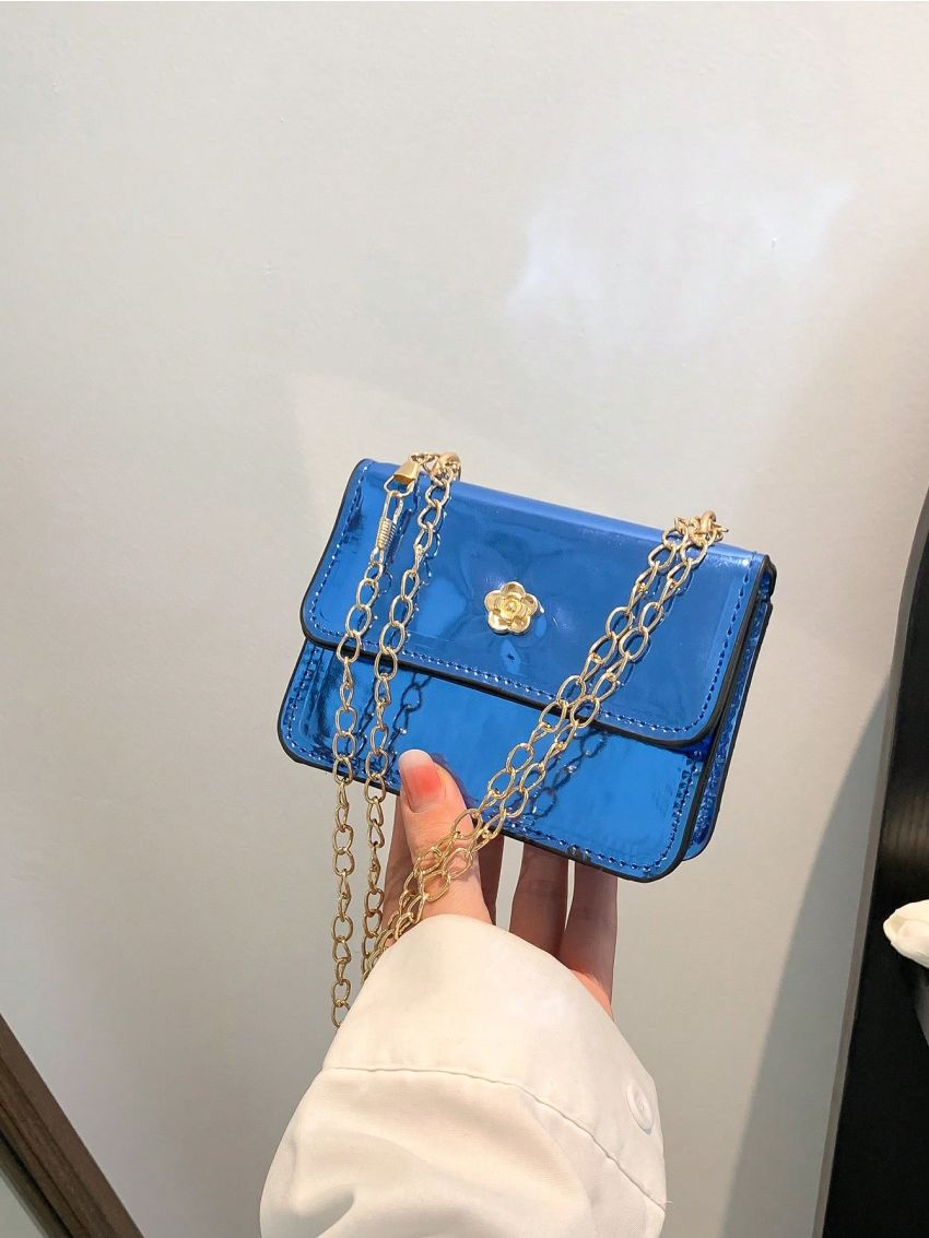 Flower Decor Square Bag Mini Flap