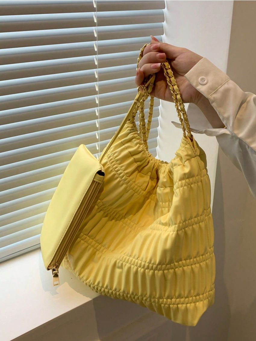 Minimalist Ruched Bag Chain Strap With Purse