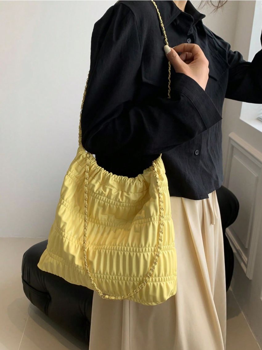 Minimalist Ruched Bag Chain Strap With Purse
