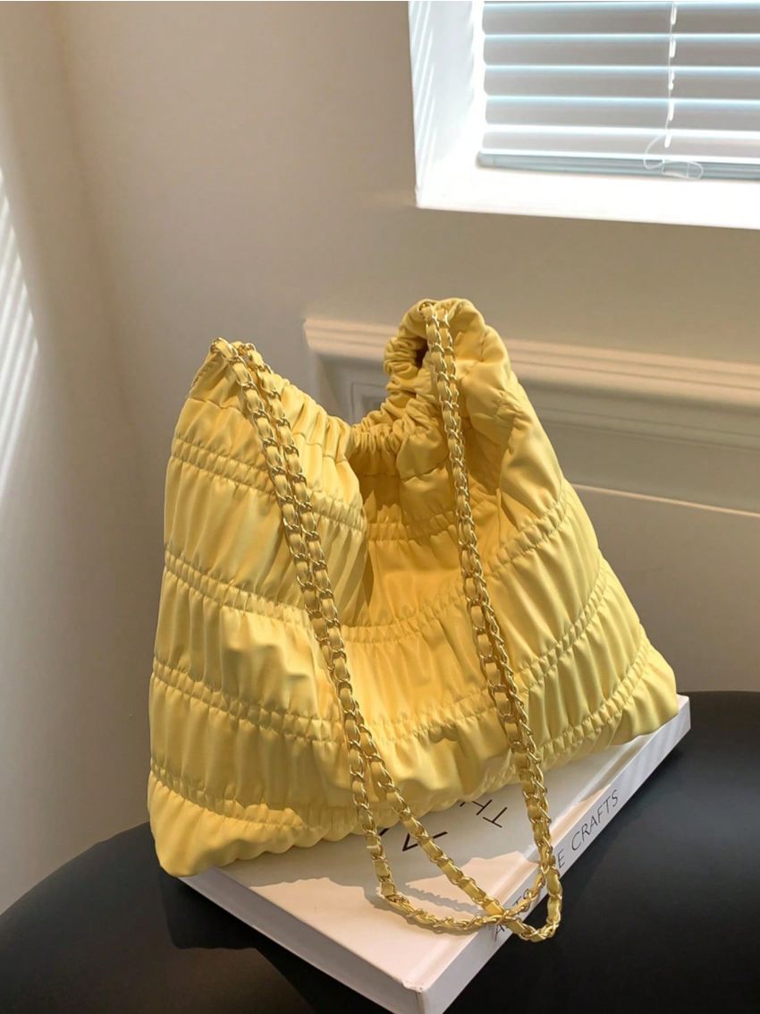 Minimalist Ruched Bag Chain Strap With Purse